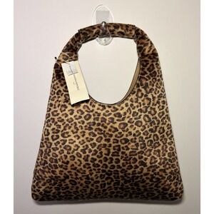 Banana Republic Faux Fur Slouchy Tote Leopard Print Tote Bag Boho 13" Tall